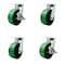 Service Caster 8'' Heavy Duty Green Poly on Cast Iron Caster Set 2 Swivel Lock 2 Brakes, 4PK CRAN-SCC-KP92S830-PUR-GB-BSL-2-SLB-2 - alternate 1